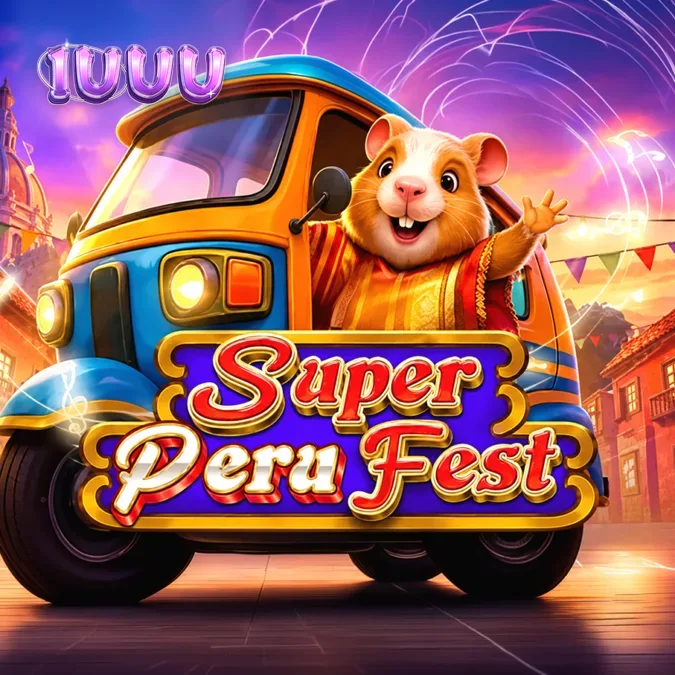 Cena vibrante do jogo Super Peru Fest com elementos culturais peruanos